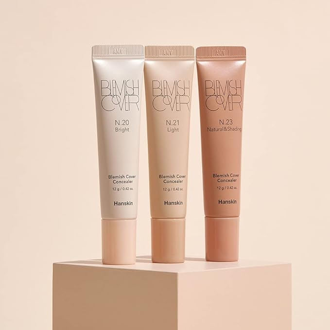 Hanskin New Blemish Cover Full Coverage Concealer, Under Eye Brightener, Conceal & Brighten Dark Circles, Semi Matte Creamy Formula, Flawless Finish, Korean Makeup [Bright/12g]-Velvo Beauty