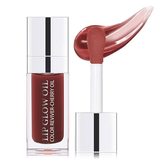 Hydrating Lip Glow Oil Moisturizing Plumping Lip Tint Lip Gloss Transparent Lip Balm Long Lasting Nourishing Repairing Lightening Lip Lines (020# MAHOGANY)-Velvo Beauty