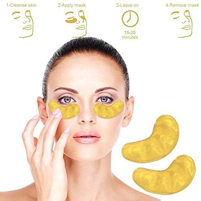 50 Pairs 24K Gold Eye Mask Powder Crystal Gel Collagen Natural Eye Pads For Anti-Aging & Moisturizing Reducing Dark Circles, Puffiness, Wrinkles-Velvo Beauty