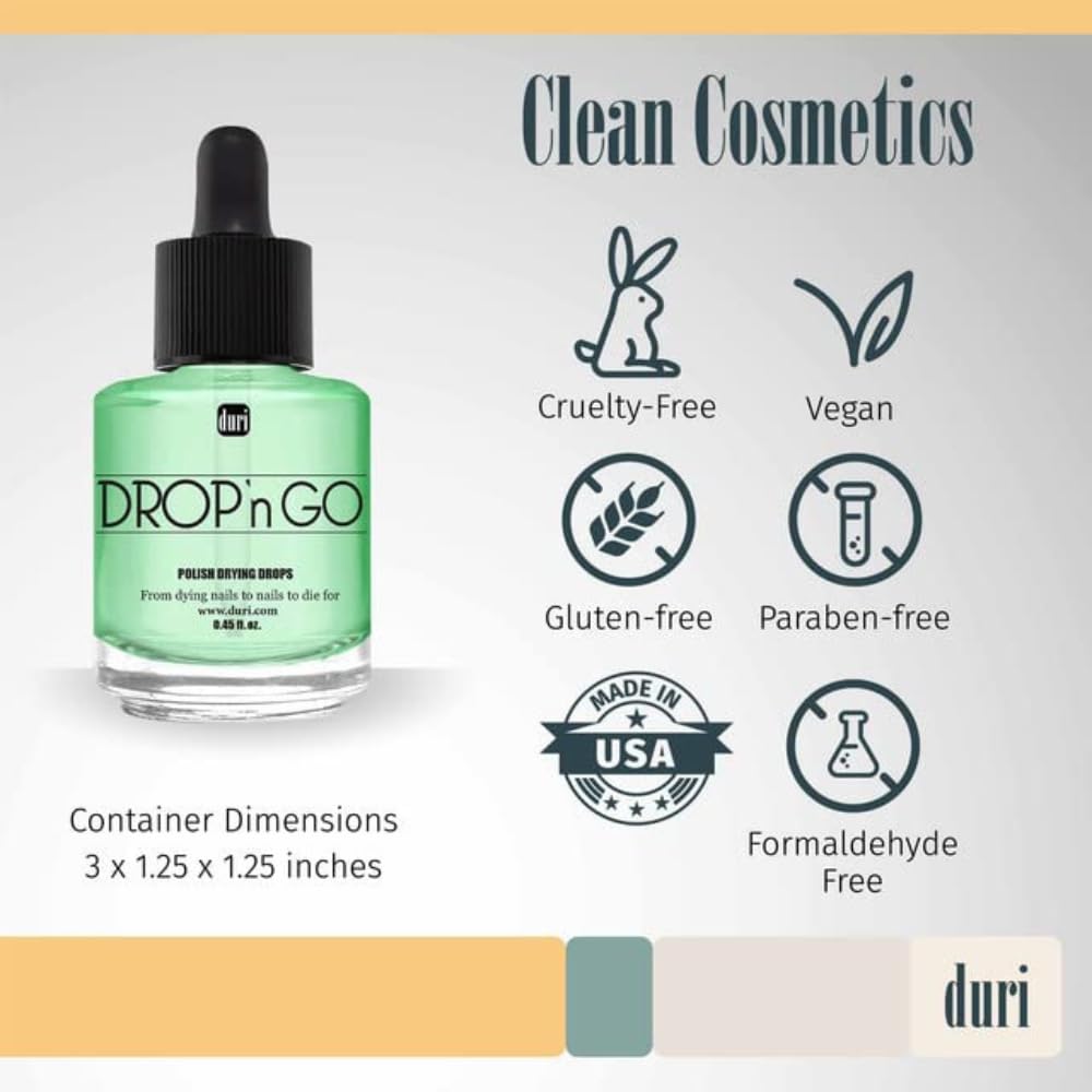 duri Drop'n Go Quick Dry Nail Drops - Fast Drying Drops for Long Lasting Nail Polish 0.45 fl. oz. (Pack of 1)-Velvo Beauty