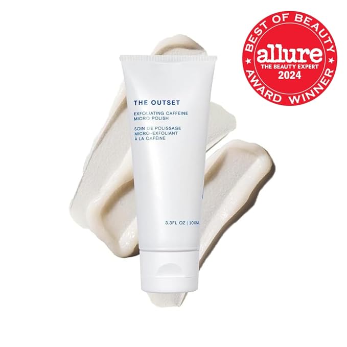 The Outset Exfoliating Caffeine Micro Polish - Gentle Fragrance Free Physical Face Scrub for Everyday - Awakening, Smoothing - Clean, Vegan, Gluten Free - All Skin Types, Sensitive Skin - 3.3 fl oz-Velvo Beauty