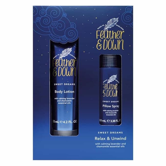 Feather & Down Sweet Dream Relax and Unwind Gift Set (100ml Pillow Spray & 125ml Body Lotion) - With Calming Lavender & Chamomile Essential Oils-Velvo Beauty