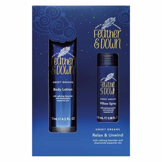Feather & Down Sweet Dream Relax and Unwind Gift Set (100ml Pillow Spray & 125ml Body Lotion) - With Calming Lavender & Chamomile Essential Oils-Velvo Beauty