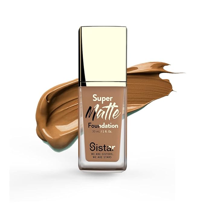 Sistar Super Matte Foundation Perfecting Liquid Foundation Full Coverage Control Shine Weightless Longwearing 30 mL / 1 fl. oz. (Nutmeg)-Velvo Beauty
