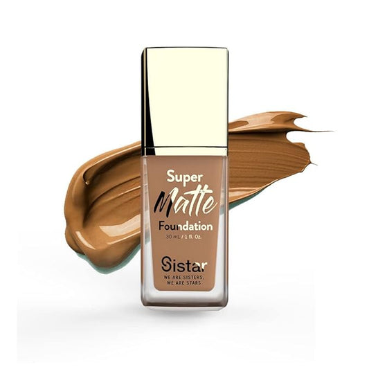 Sistar Super Matte Foundation Perfecting Liquid Foundation Full Coverage Control Shine Weightless Longwearing 30 mL / 1 fl. oz. (Nutmeg)-Velvo Beauty