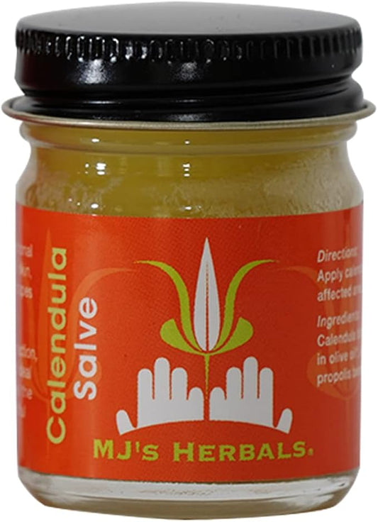 MJ's Herbals Calendula Salve - Skin Soothing Balm, Eczema Cream, Diaper Rash, Scars, Bug Bites, Made w/Calendula Blossoms & Propolis Beeswax (1 oz)-Velvo Beauty
