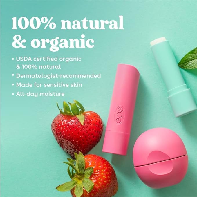 Eos Natural and Organic Lip Balm Stick, 8-pack-Velvo Beauty