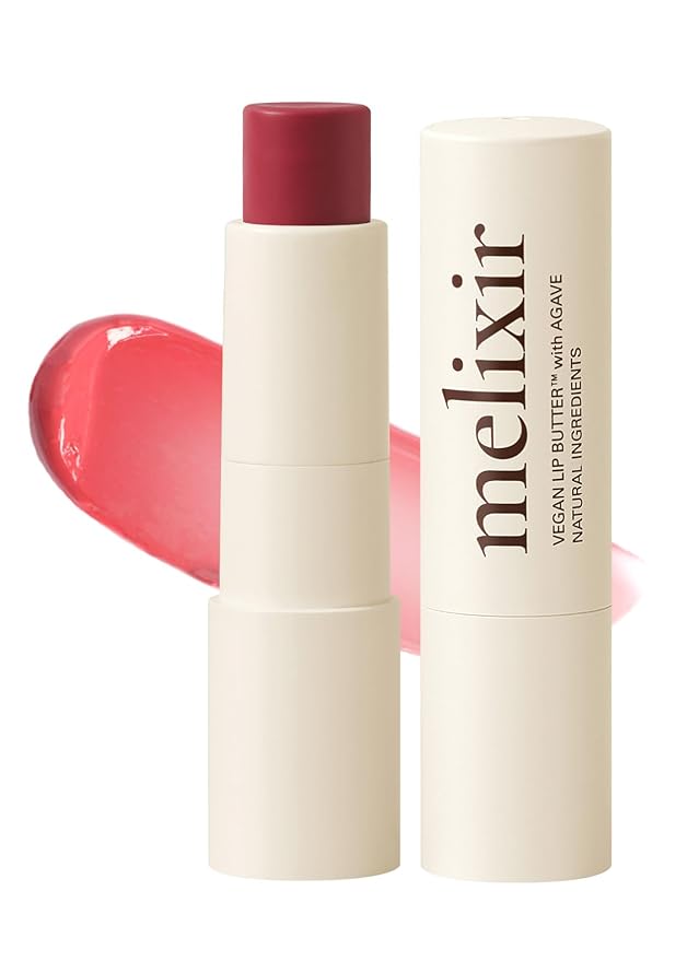 Melixir Vegan Lip Butter #05 Dewy Rose(+11 more colors), Deep Nourishing Tinted Lip Balm for Dry Lips, Bee-Free, Petrolatum-Free, Plant-Based, Hydrating for Cracked and Chapped Lips, Travel Essentials-Velvo Beauty