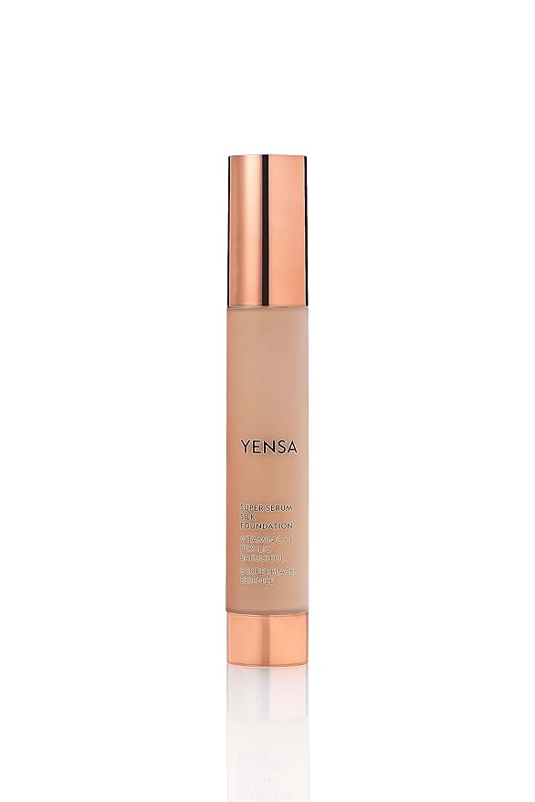 YENSA Super Silk Foundation - Full Coverage, Age-defying complex of Vitamin C, E, Ferulic, and Bakuchiol Oil (Tan 2) 1.0 fl oz-Velvo Beauty