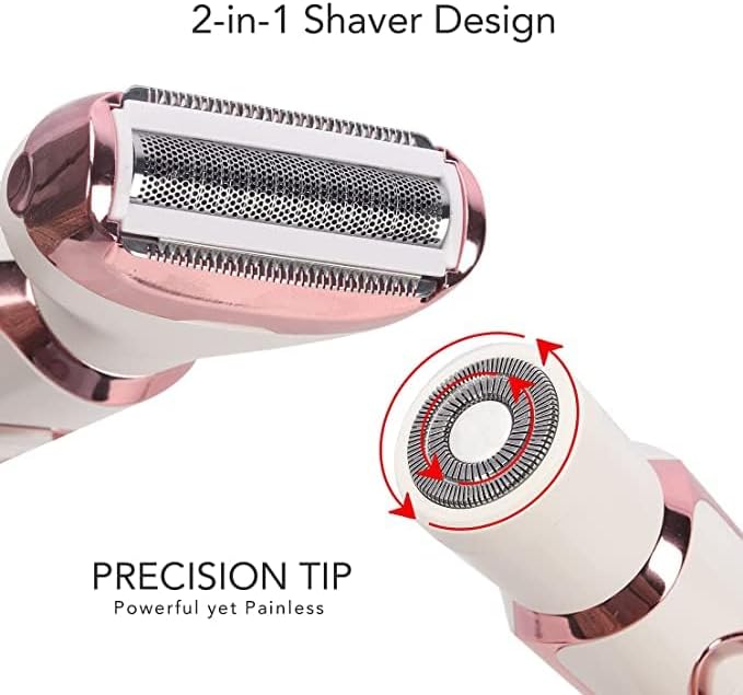 Electric Razor - Shaver - Trimmer for Women: 2 in 1 Painless Body Razors and Facial Hair Remover - Rechargeable Hair Removal Kit for Face Body Leg Bikini Underarm Arm-Velvo Beauty