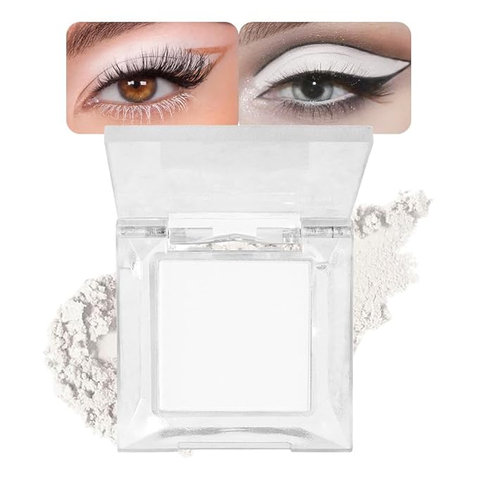 Eyeshadow Single Matte, High-Pigment Monochrome Eye Shadow Pressed Powder, Everyday Velvety Silky Eye Makeup Looks, Professional Long-Lasting Waterproof Single Eyeshadow Palette, White 02-Velvo Beauty