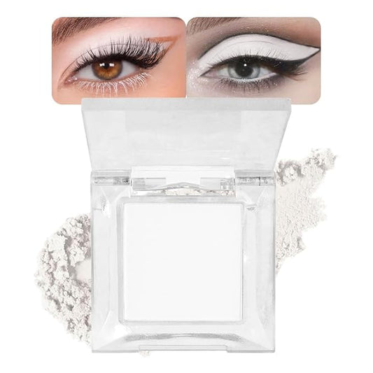 Eyeshadow Single Matte, High-Pigment Monochrome Eye Shadow Pressed Powder, Everyday Velvety Silky Eye Makeup Looks, Professional Long-Lasting Waterproof Single Eyeshadow Palette, White 02-Velvo Beauty