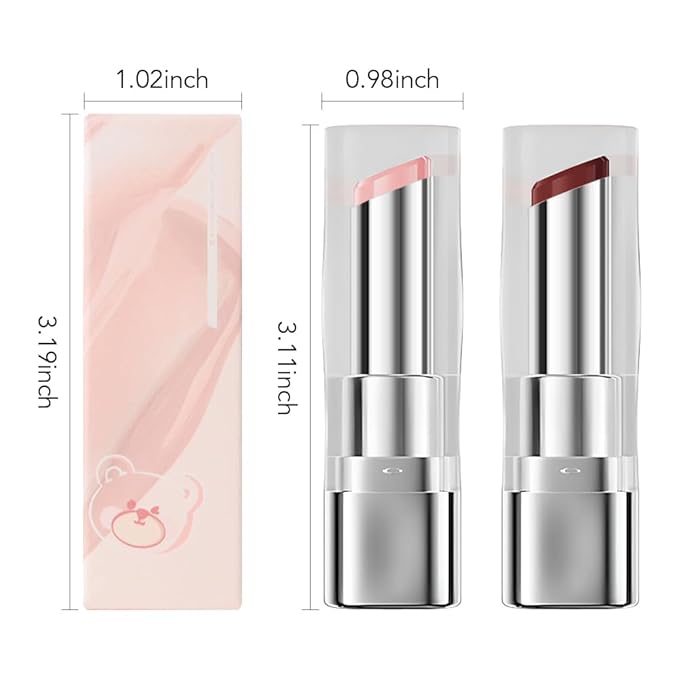 2Pcs Tinted Lip Balm Moisturizing Lipstick – Deep Rose Colored Bean paste & Soft Pale Pink Sheer Hydrating Lip Color for Dry Lips – Nourishing Lip Balm for All Women with a Subtle Natural Scent-Velvo Beauty