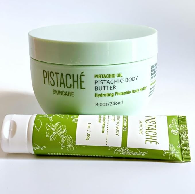 Pistaché Skincare Pistachio Oil 5-Pc Mini Collection (Travel) + Body Butter, Hand Cream, Biscotti Perfume, Eye Cream & Face Moisturizer + Hydrates and Nourishes + Vitamin E + Antioxidant Protection-Velvo Beauty