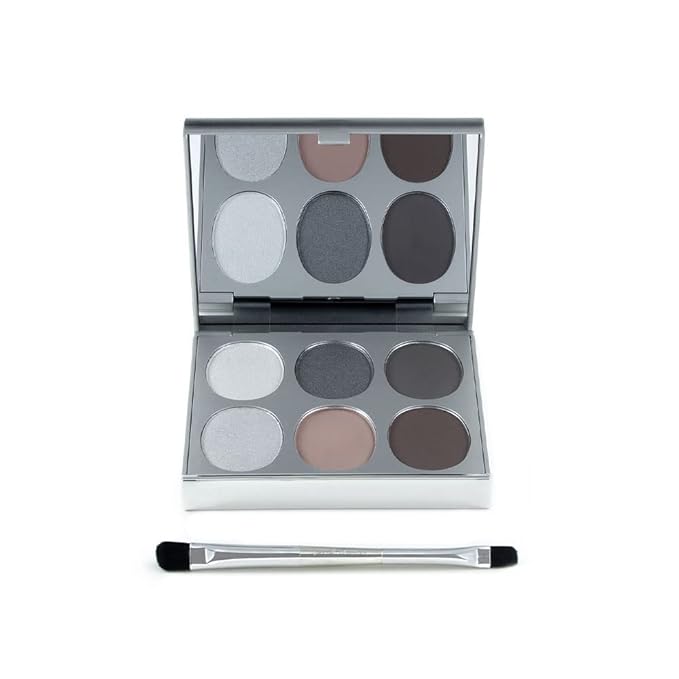 Jerome Alexander New Again Eyeshadow Palette & Brush, 6 Buildable & Blendable Micronized Powder Shades (Night Out)-Velvo Beauty