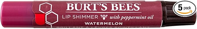Burt's Bees Lip Shimmer, Watermelon 0.09 oz (Pack of 5)-Velvo Beauty