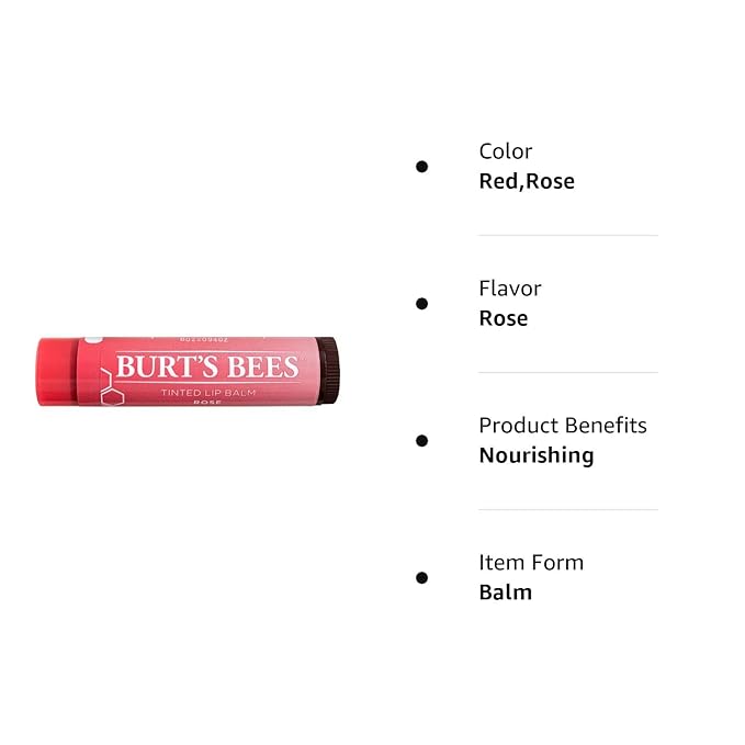 Burt's Bees Tinted Lip Balm, Rose, 0.15 Ounce (Pack of 4)-Velvo Beauty