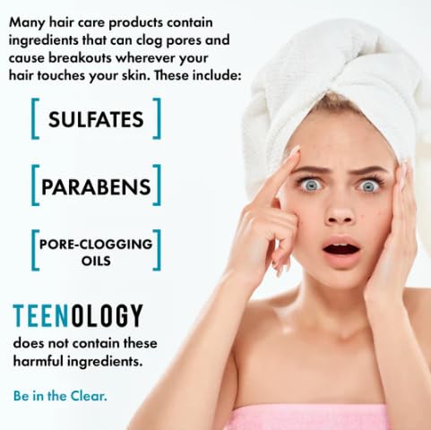 Teenology Shampoo for Teens - Avoid Forehead and Body Acne - No Sulfates or Parabens, Noncomedogenic, Natural Botanical Extracts, 16 oz. (Fresh Papaya)-Velvo Beauty