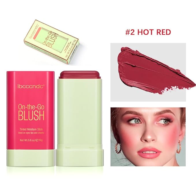 Blush Rare Beauty Liquid Blush Cream Blush Stick For Cheeks Natural Blendable Powder Blusher Stick On The Go Blush Brushes For Makeup Cheeks,Natural Waterproof, Long Lasting (red)-Velvo Beauty