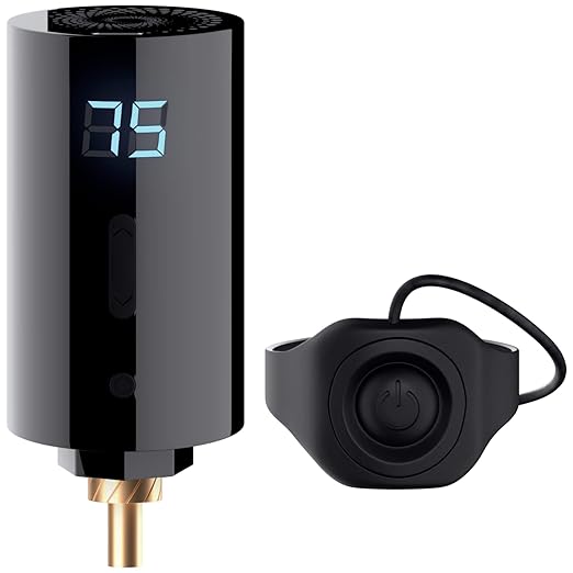 WX-3 Plus Wireless Mini Battery Pack Professional Power Supply w/Machine Mountable Smart Switch Grip, Backlit LED Digital Display, 1450mAh Capacity (RCA Connector)-Velvo Beauty