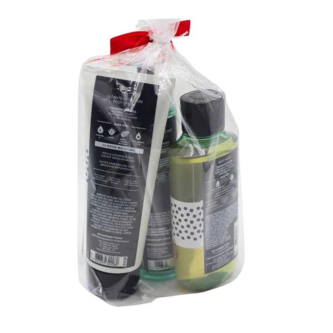 Bath & Body Works Emily in Paris MACARON CLOUD 3pc Bundle Gift Set with a Red Bow for Holidays - Mist, Body Cream, Shower Gel - Full Size-Velvo Beauty