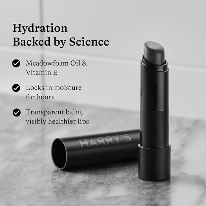 Harry's Black Lip Balm for Men - Hydrating Men's Lip Balm with Natural Finish - Korean Skincare Technology with Meadowfoam Oil-Velvo Beauty