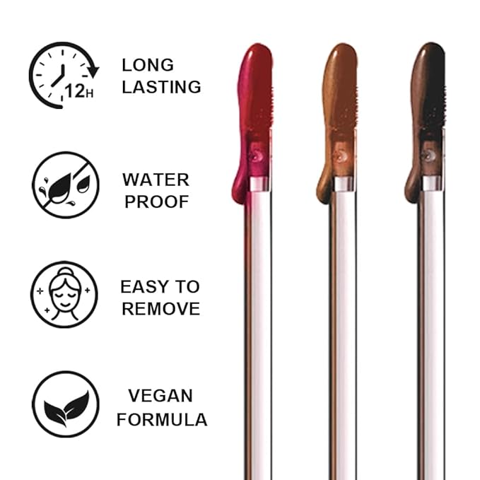 3 Colors Peel Off Lip Liner Stain with Tweezer, Long Lasting Waterproof Lip Tint Stains Makeup Set with Matte Finish for Women, Natural Look, Easy to Use, for All Skin Types (#015, M)-Velvo Beauty