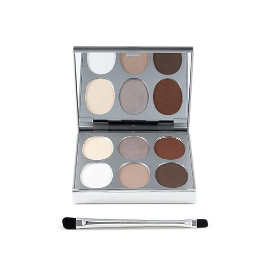 Jerome Alexander New Again Eyeshadow Palette & Brush, 6 Buildable & Blendable Micronized Powder Shades (Bright Definition)-Velvo Beauty