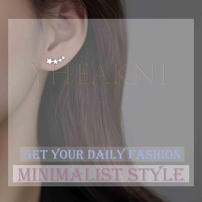 Crystal Bar Ear Climber Earrings Silver Rhinestone Ear Jacket Earrings Boho Bar Ear Crawlers Earrings Minimalist Geometric Moon Earrings Jewelry for Women and Girls-Velvo Beauty