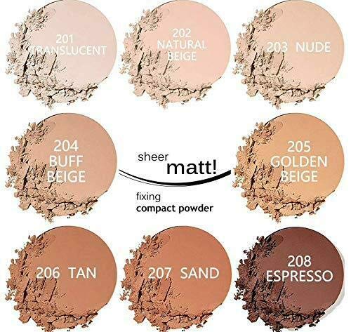 AQUAPURITY PHOERA Sheer Matte Compact Powder Fixing Powder Makeup Base Fixer Setting Powder Foundation Fixing Compact Pressed Powder Long Lasting Make Up Fixer Skin Vitamin E Beauty Blender (207 SAND)-Velvo Beauty