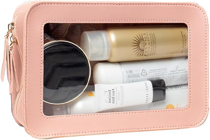 Clear Makeup Bag Small, TSA Approved Portable Toiletry Bag with Zipper Cosmetic Travel Bag Makeup Organizer Case Mini Makeup Pouch for Purse Car Organizer Bag for Women Men-Velvo Beauty