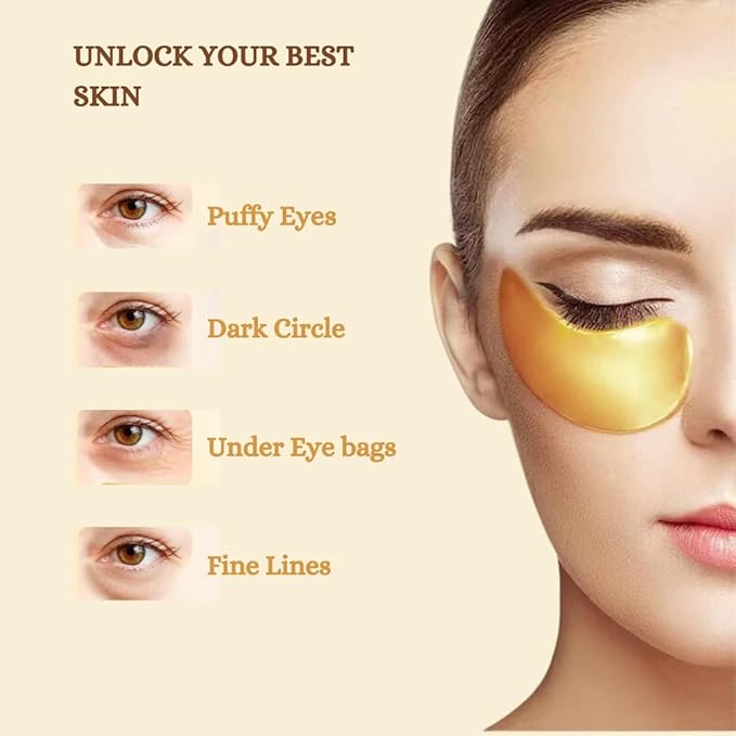 Under Eye Patches for Dark Circles and Puffy Eyes (20 Pairs) 24K Gold Gel Eye Masks Skincare, Vegan and Cruelty Free, Dry & Fine Lines, Eye Bags, Wrinkles, Hydrating, Soothing by GENDA-Velvo Beauty