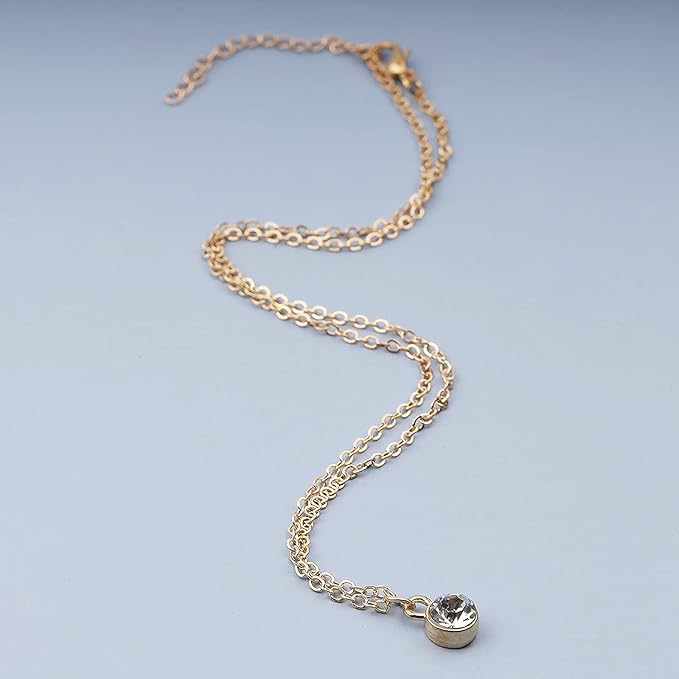 Tiny Rhinestone Pendant Necklace Gold Diamond Choker Necklace Solitaire Diamond Necklace Floating Crystal Necklace Chain Bridesmaid Gifts for Women and Girls-Velvo Beauty