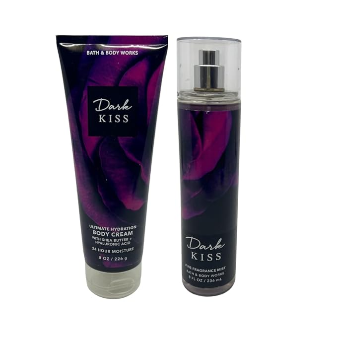 Bath & Body Works DARK KISS 2-piece Gift Set with a Red Bow for Holidays & Gifts - Fine Fragrance Mist & Ultimate Hydration Body Cream-Velvo Beauty