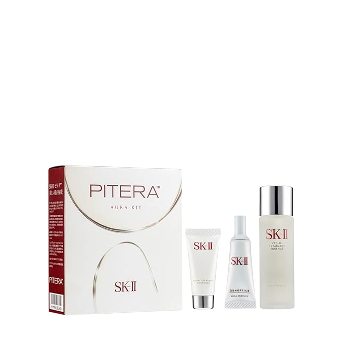 SK-II Pitera Aura 3 Piece Kit (2.5 Ounce Facial Treatment Essence + 0.57 Ounce Facial Treatment Cleanser + 0.33 Ounce Genoptics Aura Essence)-Velvo Beauty