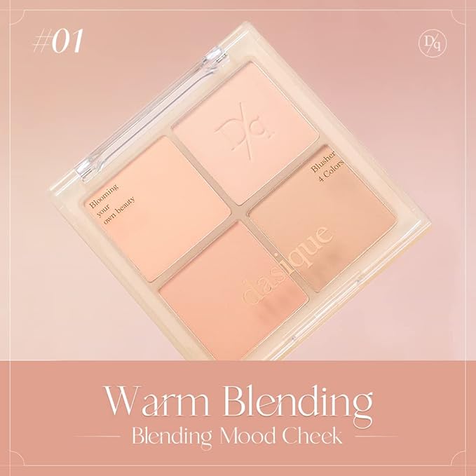 Dasique Blending Mood Cheek #01 Warm Blending l Cruelty-Free l 4 Blendable Shades in Lightweight, Long-lasting, Smooth Powder-Velvo Beauty