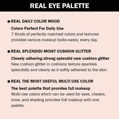 Espoir Real Eye Palette #1 Peachy Like (Warm Peach Color Filter) | Multi-Use Long-Lasting Colors with Sparkling Glitter for Eyeshadow Base and Cheeks Makeup-Velvo Beauty