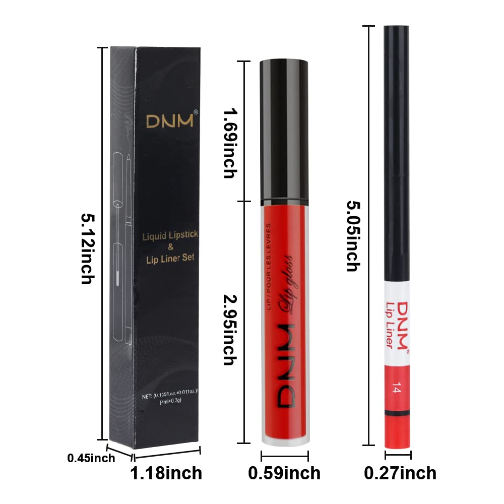 evpct 2Pcs Ruby Red Matte Lip Liner and Lipstick Combo Red Lip Gloss Stains Pencil Makeup Set Women Waterproof Long Lasting 24 Hours Lipstick and Lip Liner Set labiales mate 24 horas originales 14-Velvo Beauty