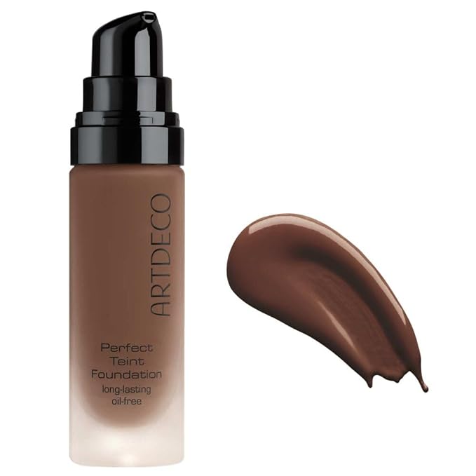 ARTDECO Perfect Teint Foundation - Neutral Deep Truffle - Lightweight Liquid Formula - Medium-Full Coverage - Without Mask-Like Effect - Conceals Imperfections - Vegan Makeup - Hyaluron - 0.67 Fl Oz-Velvo Beauty