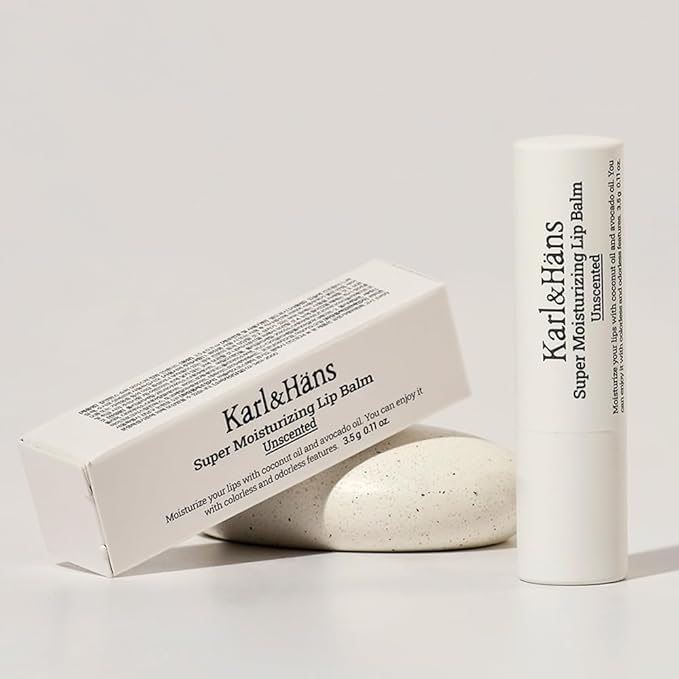 Karl&Hans Super Moisturizing Lip Balm - Unscented with Coconut & Avocado Oil for Lip Repair and Care, Soothes and Hydrates Dry Lips with Natural and Nourishing Formula - 1 Count-Velvo Beauty