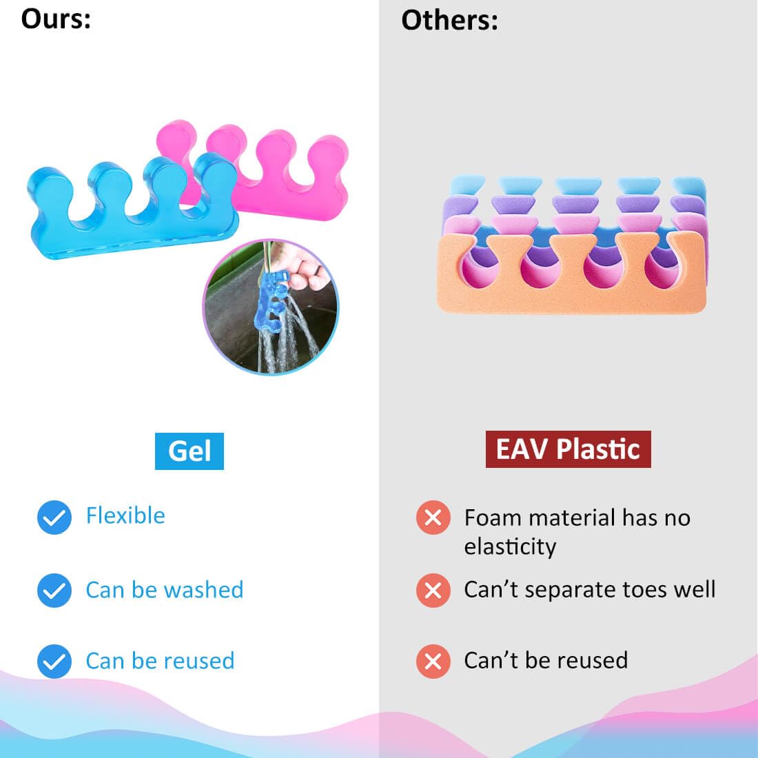 SUNFATT Toe Separators for Women,Toe Spacers for Women,Repeatable Washable Toe Separators,Toe Separators for Nail Polish Application,Soft Gel Pedicure Tools.-Velvo Beauty