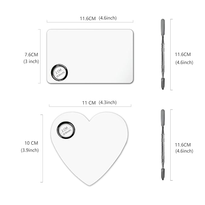 Upgrade Mixing Makeup Palette, Heart Stainless Steel Cosmetic Palette with Spatula Tool, Nail-art Mixing Palette for Cosmetic Pigment Blending-Velvo Beauty