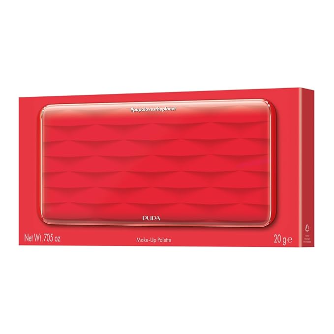 Pupa Milano Make-Up Palette L, 002 Red, 0.71 oz - 18 Pan Eyeshadow and Blush Palette, Matte, Shimmer, Metallic Finishes - Blendable Velvety Texture Blush Powder - Talc-Free - Eco-Friendly Packaging-Velvo Beauty