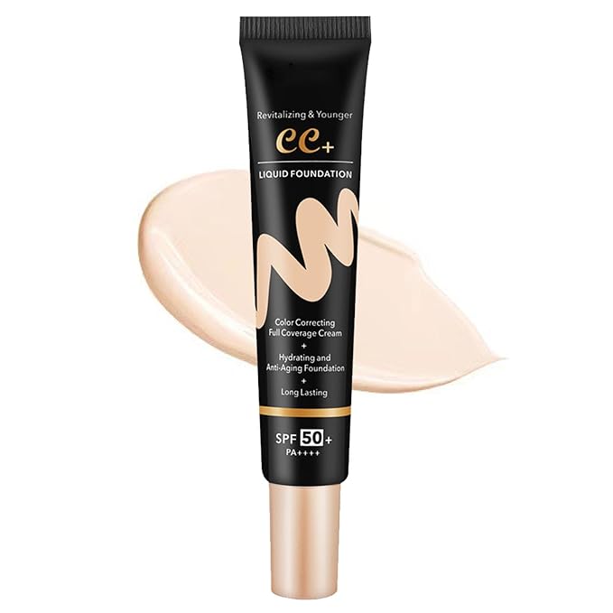 CC Color Correcting Full Coverage Cream SPF 50, CC Cream Foundation, Cover Blemish, Correcting Uneven Skin Tone, Oil Control, Lightweight Waterproof Long Lasting Hydrating CC Cream (Ivory)-Velvo Beauty