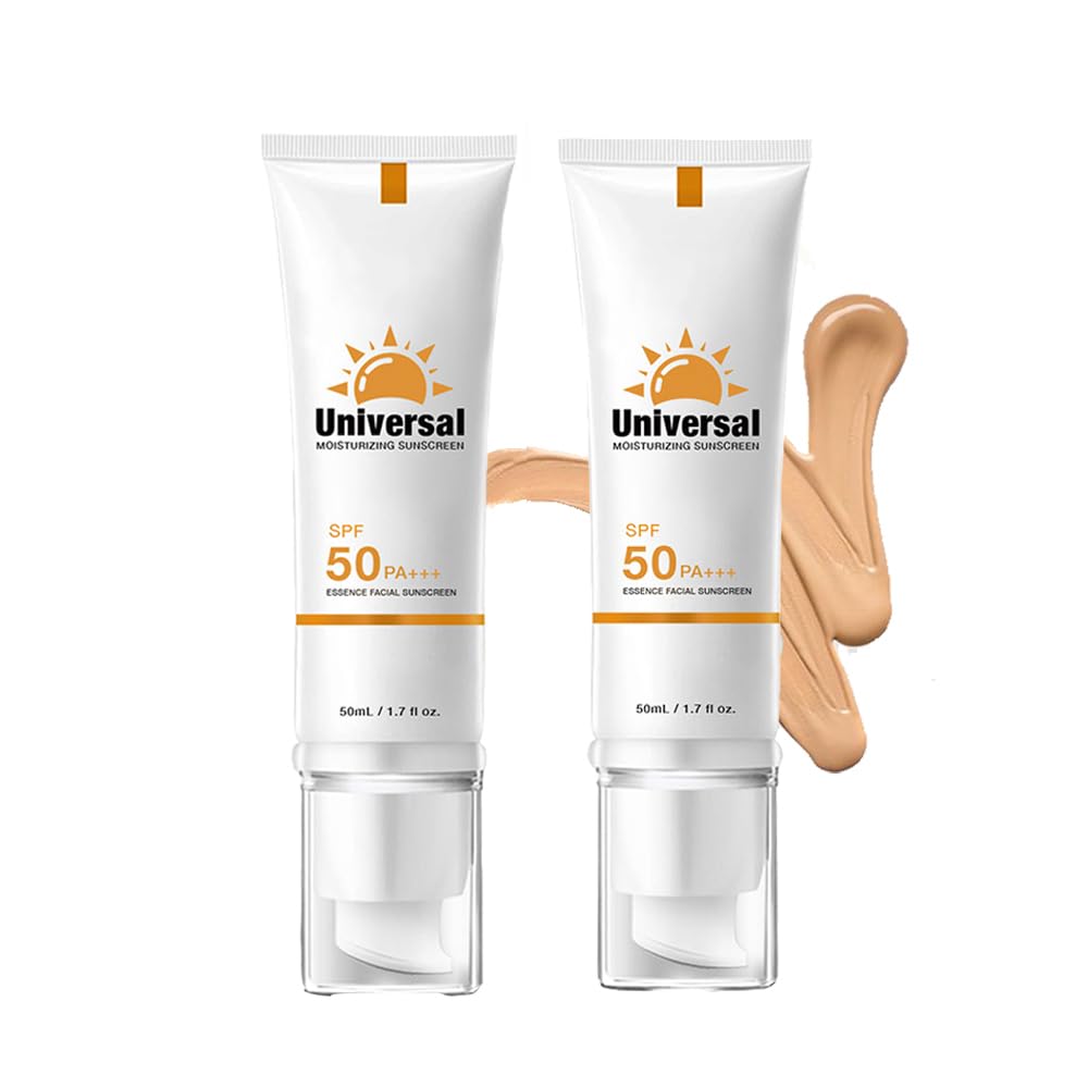 Tinted Sunscreen For Face SPF 50, 2 PCS Universal Protector Solar 50 Moisturizer, Hydrating Sun Essence Face Sunscreen, UV Defense, Travel Size, 50ml-Velvo Beauty