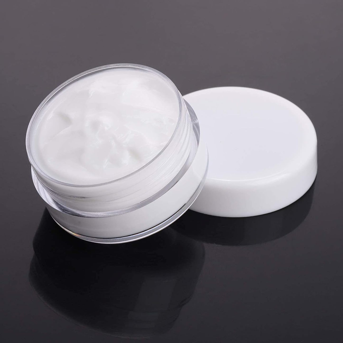 Refillable Cosmetic Sample Jars - 100 Pack 10g (0.35oz) White Small Travel Containers with Lids + 10 Mini Makeup Spatulas - BPA Free-Velvo Beauty