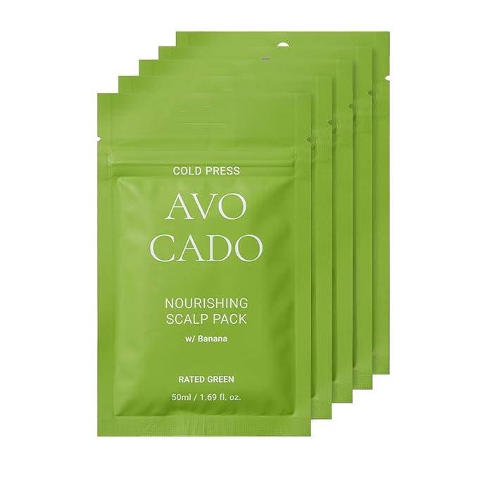"RATED GREEN Cold Brew Avocado Nourishing Scalp Pack w/Banana, 1.69 Fl. Oz Deep Conditioning, Hydrating Hair Mask for Dry Damaged Hair, Pack of 5"-Velvo Beauty