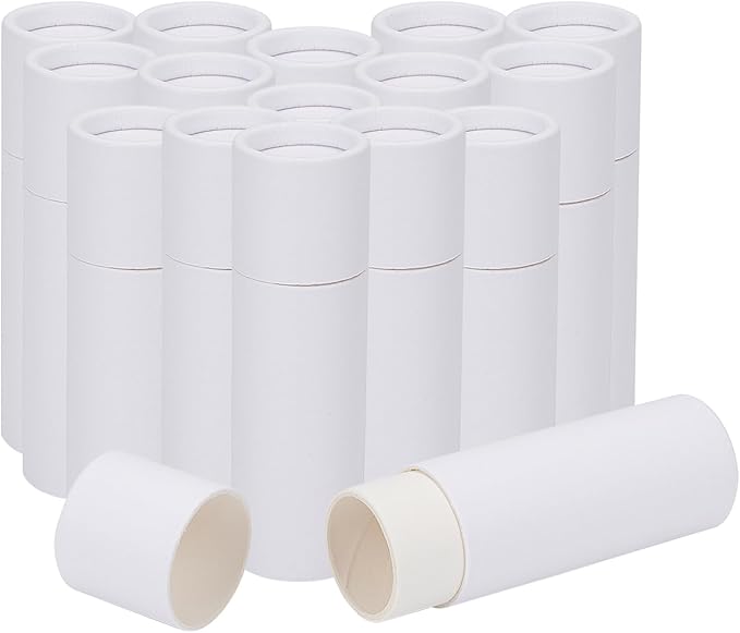 NICENEEDED 15 Pcs Kraft Paper Lipstick Tube, 0.4 Oz Paperboard Lip Balm Tubes, Cardboard Empty Deodorant Container Solid Perfume Tube Cosmetic Box for DIY Chapstick Deodorant Crayon-Velvo Beauty
