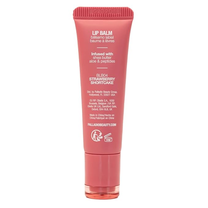 Palladio Butter Balm - Hydrating Lip Balm with Sheer Tint, Aloe, Peptides, Shea Butter, and Vegan Formulation for Instant Moisture, Shine, and Soothing Lip Care, Strawberry Shortcake-Velvo Beauty
