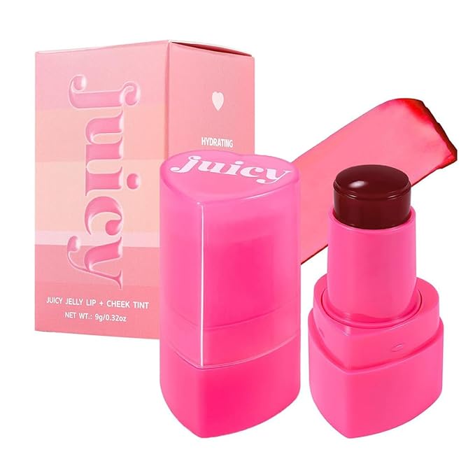 Cooling Water Jelly Tint Stick，Multi-Use Juicy Love Blush, 3-In-1cheek Blush & Eyeshadow & Lip Tinted Long-Lasting Moisture Stick，Bouncy Jelly Texture，Creates A Moist Watercolor Effect (#07, 0.32oz)-Velvo Beauty
